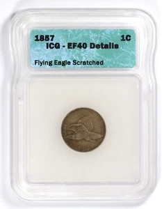 1857 Flying Eagle Cent 1C ICG EF40 Details - Picture 1 of 4