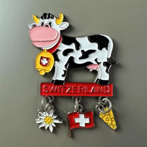 Switzerland Handmade Tourist Souvenir Gift Cute Bell Cow 3D Resin Fridge Magnet - Picture 1 of 4