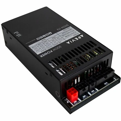 Apevia ITX-PFC500W 500W Power Supply Black ATX, 1U, Mini-ITX/Flex ATX, Internal - Image 1 of 4