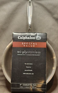 NEW CALPHALON 8” INCH SKILLET STAINLESS STEEL OMELETTE PAN IN SEALED BOX TRI-PLY - Picture 1 of 9