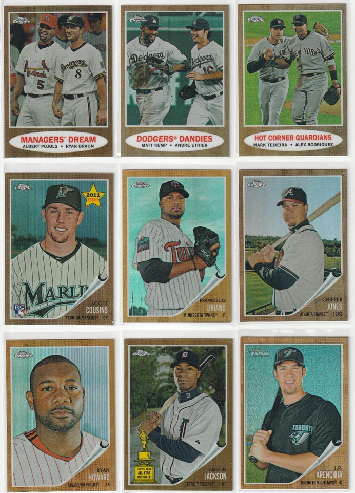 2011 TOPPS HERITAGE CHROME REFRACTOR UPICK CHIPPER RIVERA PUJOLS KEMP CHAPMAN RC - Image 1 of 2