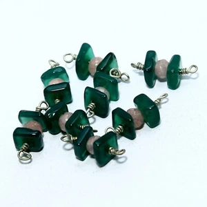 Cuentas planas cuadradas plateadas de ónix jade Vermeil piedras preciosas sueltas naturales joyería - Imagen 1 de 4