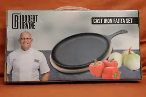 Celebrity Chef Robert Irvine Set di Padelle Fajita in Ghisa | Base in Legno. 511P - Foto 1 di 5