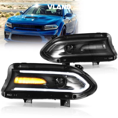 VLAND Dual Beam LED Headlights For Dodge Charger 2015-2022 Front Lamps Assembly - Image 1 of 4