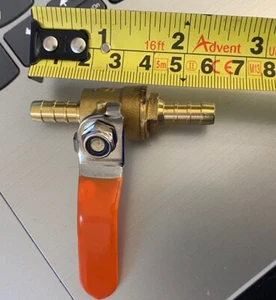 Manguera de identificación de tubería de 6 mm válvula de bola de latón ajuste palanca naranja mango agua aire L63 - Imagen 1 de 2