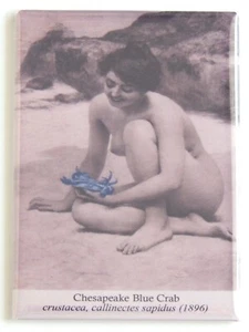 Sexy Frau mit blauer Krabbe KÜHLSCHRANKMAGNET Chesapeake Bay - Bild 1 von 3