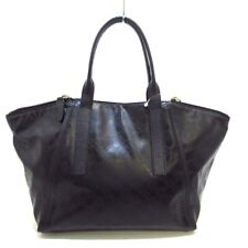 Auth GHERARDINI - Beige Dark Brown PVC Leather Tote Bag