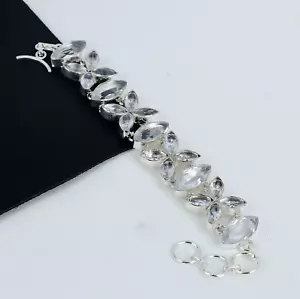 Elegant White Topaz Gemstone Bracelet 925 Silver Jewelry For Anniversary Gifts - Picture 1 of 4
