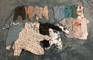 Preemie Baby Boy's 17 Piece Clothing Lot, Child of Mine, Wonder Nation 