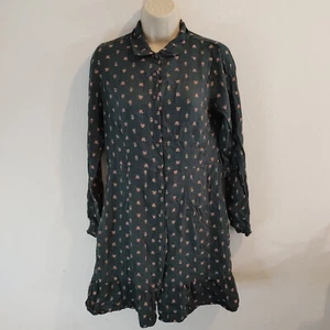 Fat Face Dress UK 10 Long Sleeve Dark Green Floral Shirt Dress - Picture 1 of 10