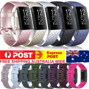 Fitbit Charge 3 4 Watch Soft Silicone Replacement Band Strap Diamond Texture AU - Picture 1 of 32