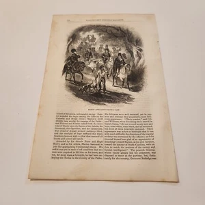 Francis Marion Approaching Gates Camp Revolutionary War c. 1858 Engraving (346) - Picture 1 of 2