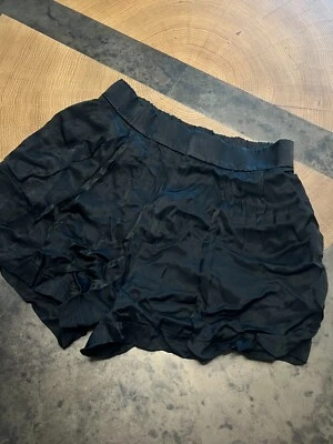 ZARA BLACK SATIN SHORTS W POCKETS SZ M - Image 1 of 4