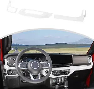 White Center Console Headlight Air Control Trim Kit For Jeep Wrangler JL JT 2024 - Picture 1 of 14