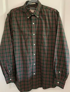LL Bean Long Sleeve Green Plaid Size M shirt Button Down Collar - Picture 1 of 8