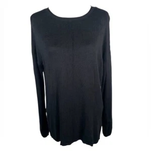 Atmosphere Black Crew Neck Split Front Tight Knit Long Sleeve Pullover Sweater 6 - Picture 1 of 13