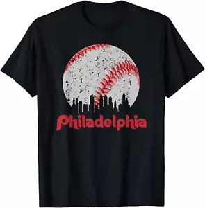 Vintage Philadelphia Skyline Retro Philly Cityscape T-Shirt Full Size S-4XL - Picture 1 of 5