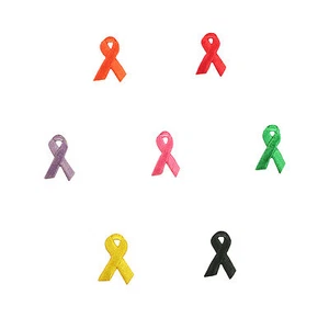 1" x 5/8" Embroidered Cancer Awareness Ribbon Self Adhesive Patch by 2 pieces - Picture 1 of 8