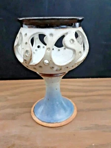 Studio Pottery Candle Holder Orchid Pot Pedestal Mid Century Modern - Picture 1 of 5