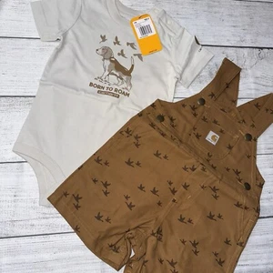 Carhartt Baby Boys Born To Roam Bird Hunter Shortall Set Outfit NEW - Picture 1 of 3