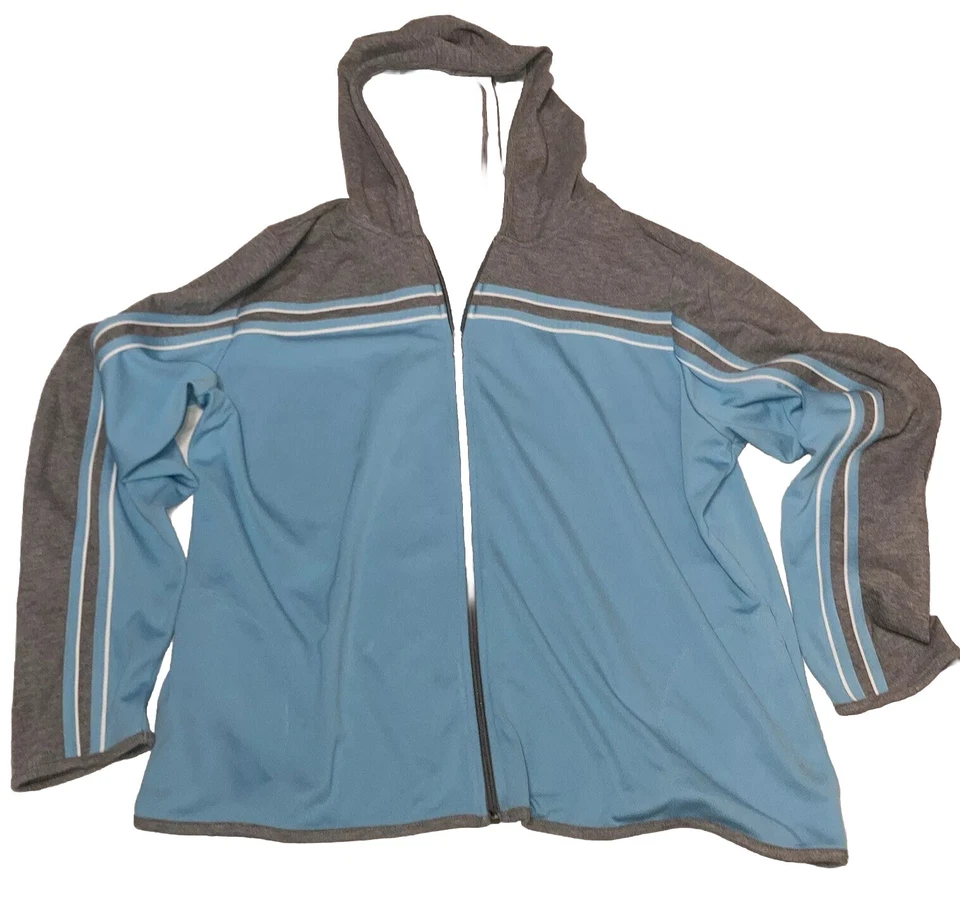 SJB Active, Chaqueta Mujer Azul Claro y Gris Talla 2X Bolsillos Capucha Manga Larga” Foto 1 de 4