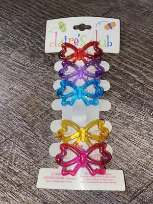 Claire’s Club Bow Barrette Clips Rainbow Red Pink Blue Purple Yellow Nwt - Image 1 of 2