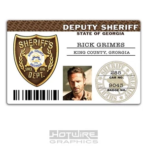 Plastic ID Card (TV Series Prop) - Rick Grimes THE WALKING DEAD - Sheriff Police - Bild 1 von 2