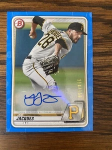 2020 Bowman Paper Joe Jacques Blue Auto 114/150 Pittsburgh Pirates Rare - Picture 1 of 2