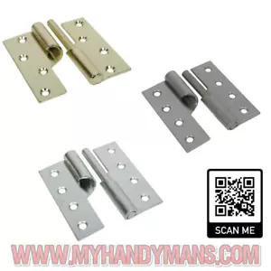2x Rising Butt Door Hinges Left or Right Lift Off Door Hinges E Brass, BZP, SC - Picture 1 of 15