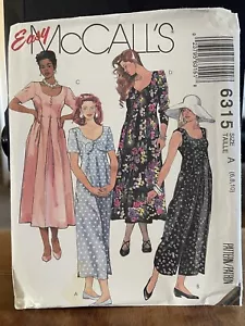 **UNCUT* 1992 McCall's Pattern - #6315 - Jumper, Jumpsuit, Dress - Size: 6,8,10 - Picture 1 of 3
