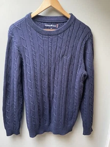 Raging Bull Cable Knit Jumper Navy Blue - Picture 1 of 6