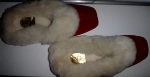 St Michael M&S Slippers 100% Suede, Lining Collar Wool Moccasins Size M, 5-6 - Picture 1 of 7
