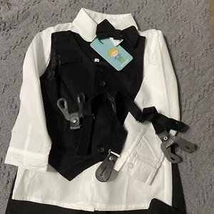 Five Piece NWT Boys Toddler Black Suit Size 90(2T) - Picture 1 of 4