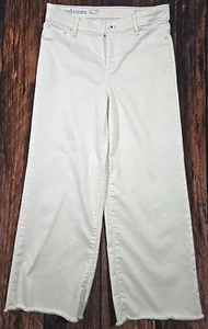 Vineyard Vines White Stretch Jeans Raw Edge Adjustable Waist Wide Leg Girl's 14 - Picture 1 of 14