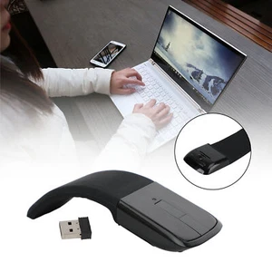 2.4GHz Foldable Arc Touch Wireless Mouse Optical Mice With USB Receiver Black - Picture 1 of 12