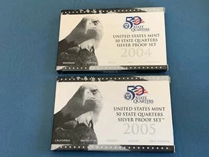 2004 & 2005 State Quarters - 10  90% Silver Proof Coins -  MINT FRESH -  L@@K - Picture 1 of 3