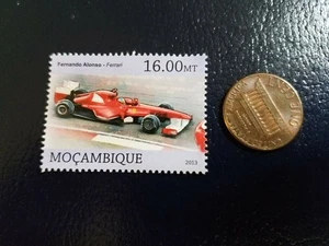 Fernando Alonso Formula One Race Car Driver 2013 Mocambique Perforated Stamp b - Picture 1 of 1