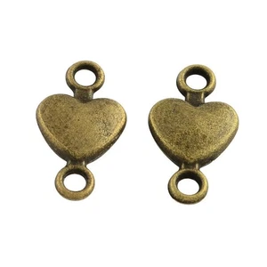 15x8x3mm, Alloy Heart Links connectors Antique Bronze - Picture 1 of 7