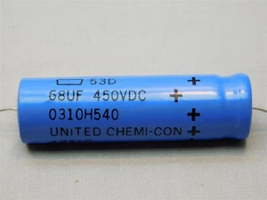 Condensador electrolítico axial United Chemi-Con 53D680F450GP6 68uF 450VDC -10%+50% - Imagen 1 de 2