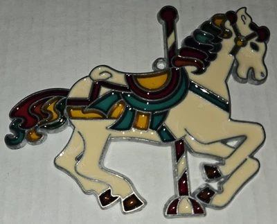 GRAN adorno vintage de vitrales carrusel caballo atrapasol, colgador de ventana Foto 1 de 4