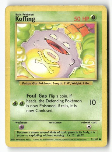 Koffing 51/102 Common Base Set Unlimited Pokemon Heavily Played | eBay