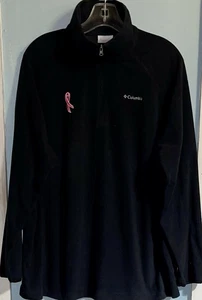 Columbia schwarze Fleece-Sweatjacke mit 1/4-Reißverschluss Größe 1X rosa Band Brustkrebs - Bild 1 von 6