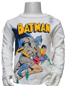 GAP Baby Boys Lovely White Batman Long Sleeve Pullover Cotton T Shirt Top - Picture 1 of 2