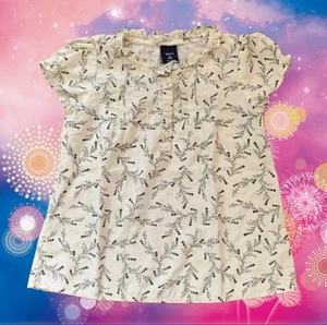 Gap Kids Girl’s Floral Short Sleeve Shirt Pleated Button Front Ruffle Collar 4/5 - Picture 1 of 7