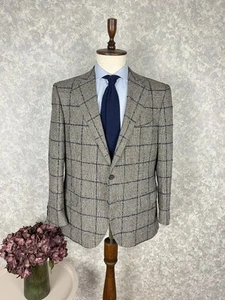 Suitsupply Beige Blue Windowpane Pure Wool Lazio Blazer Jacket 48 S, EU 58 S - Picture 1 of 11