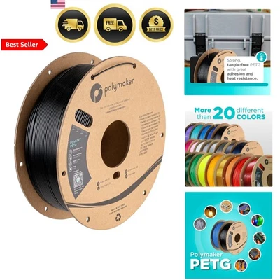 PETG Filament 1.75mm 1kg Black 3D Printer Filament for Strong Prints - Image 1 of 4
