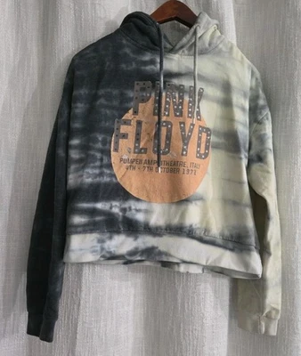 Sudadera con Capucha Pink Floyd Para Mujer Gris Medio Amarillo Recortada Tie Dye Pompelii Foto 1 de 4