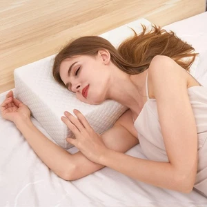 Cube Memory Foam Pillow for Side Sleepers (24"x12"x4" Rectangle Thin Pillow),... - Picture 1 of 7