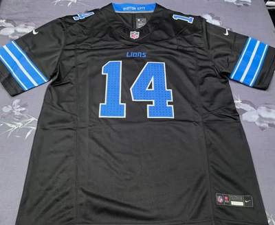 Amon-Ra St. Brown #14 Lions FUSE Black Sewn Stitched Jersey.