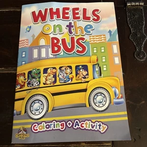 Wheels On The Bus Coloring + Activity Book Crownjewlz Kidz - Picture 1 of 9